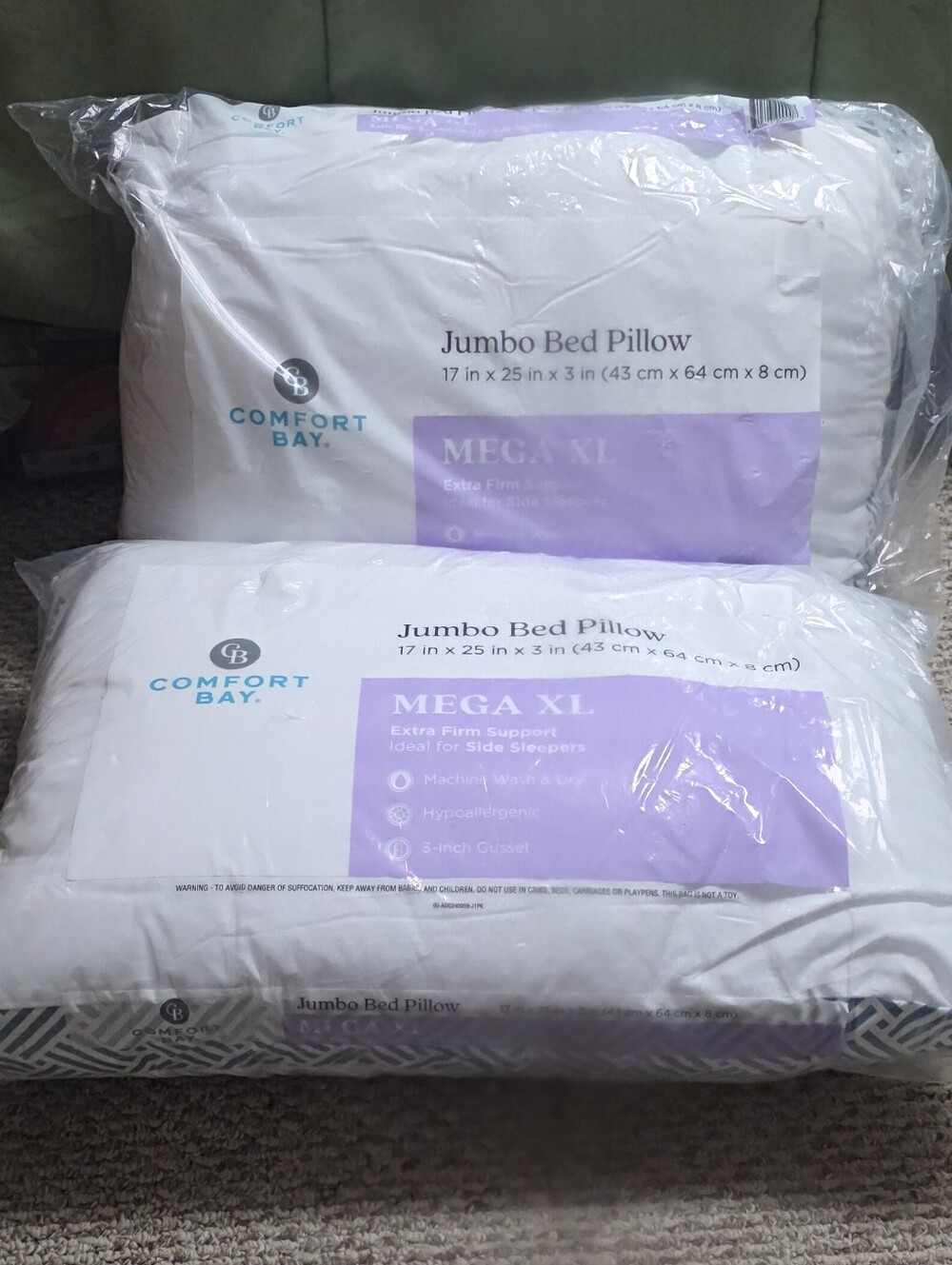 Comfort Bay White Jumbo Bed Pillows (Pack of 2)
